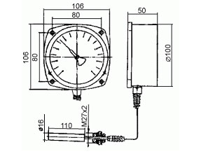 Термометр манометрический,  конденсационный, показывающий ТКП-60С, ТКП-100С