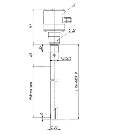 Описание: Габаритные, присоединительные размеры датчиков уровня РОС 400-1, РОС 400-4